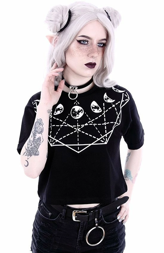 Restyle T-Shirts Moon Phases Geometry Gothic Crop Top - Image 2
