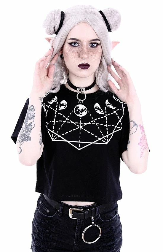 Restyle T-Shirts Moon Phases Geometry Gothic Crop Top - Image 4