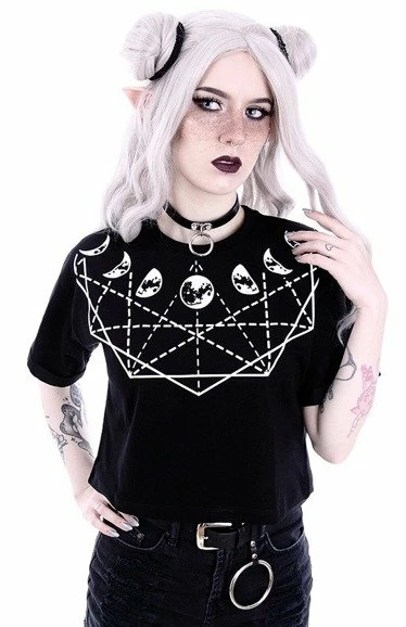 Restyle T-Shirts Moon Phases Geometry Gothic Crop Top