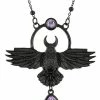 Restyle Necklaces Nordic Talisman The Crow Pendant Black Purple Quartz