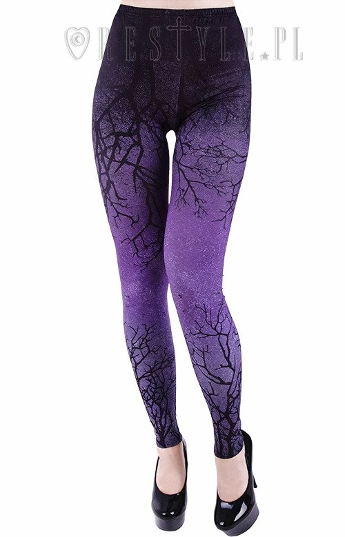 Restyle Purple Ombre Tree Branch Print Leggings - Image 3