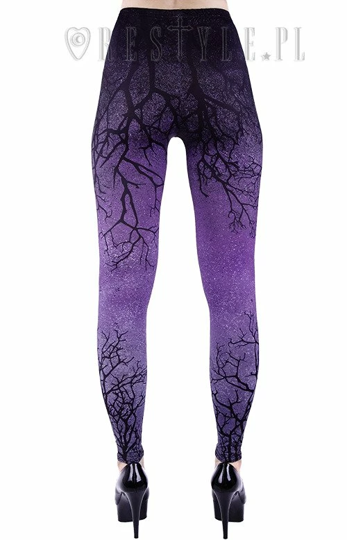 Restyle Purple Ombre Tree Branch Print Leggings - Image 4