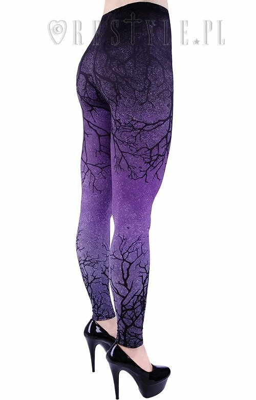 Restyle Purple Ombre Tree Branch Print Leggings - Image 5