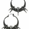 Restyle Raven Skulls Earrings Crow Pagan Hoops