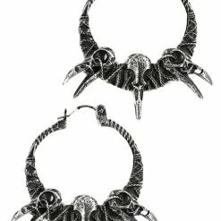 Restyle Raven Skulls Earrings Crow Pagan Hoops