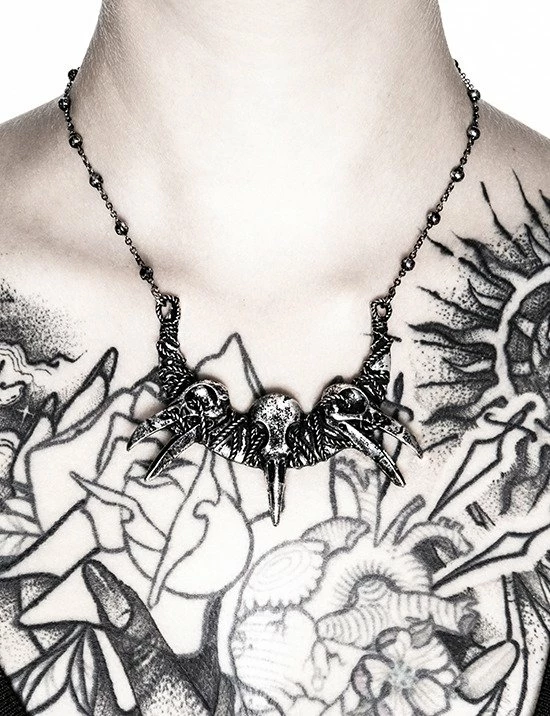 Restyle Necklaces Raven Skulls Necklace Pagan With Crows - Image 2