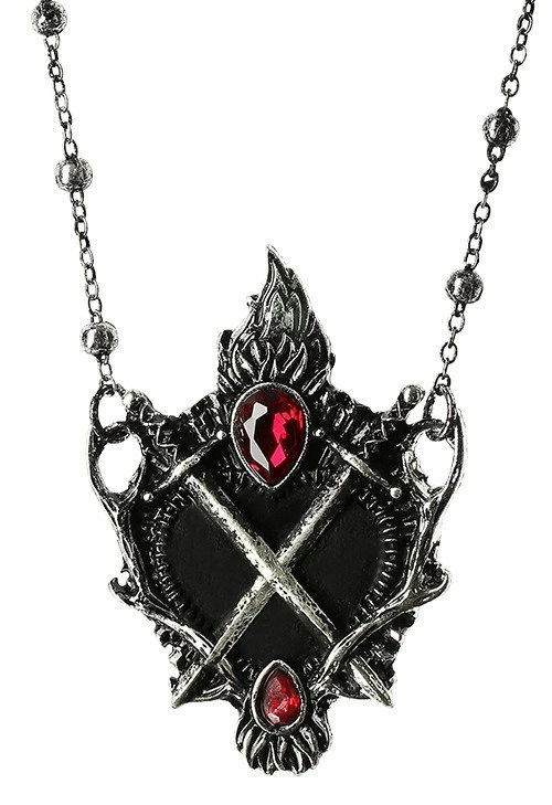 Restyle Necklaces Sacred Heart Pendant Swords And Antlers Necklace