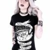 Restyle T-Shirts Satan Not Now Gothic Coffee Print Black T-shirt