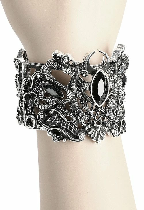 Restyle Bracelets Silver Gothic Snake Wide Bracelet - Image 3