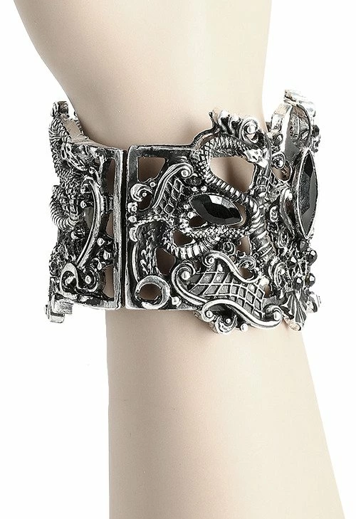 Restyle Bracelets Silver Gothic Snake Wide Bracelet - Image 4
