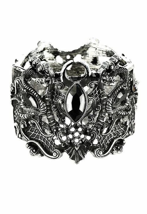 Restyle Bracelets Silver Gothic Snake Wide Bracelet