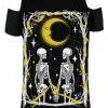 Restyle T-Shirts Skeleton Lovers Cold Shoulder T-shirt