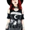 Restyle T-Shirts Squad Goals Black Witches Cold Shoulder T-shirt