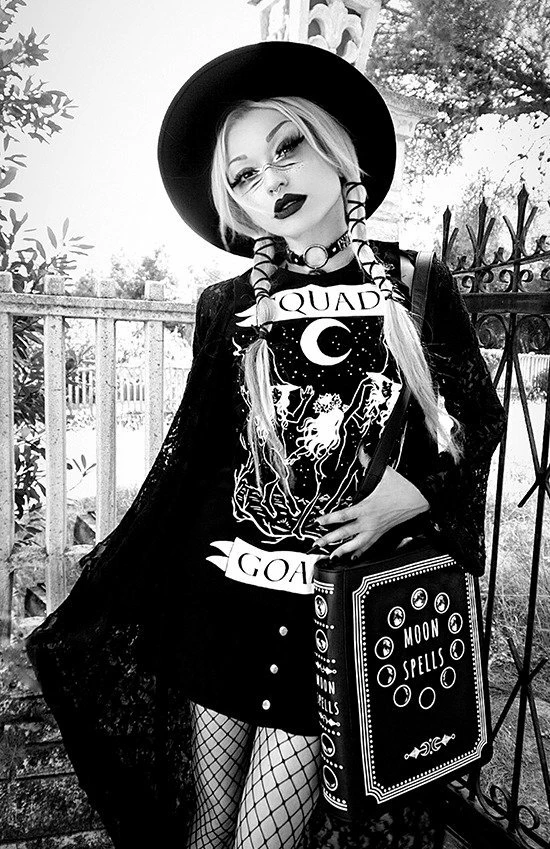 Restyle T-Shirts Squad Goals Black Witches Cold Shoulder T-shirt - Image 6