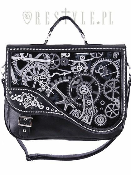 Restyle Purses & Handbags Steampunk Satchel Bag Irregular Briefcase Black Mechanism