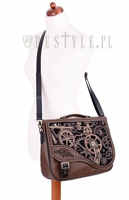 Restyle Purses & Handbags Steampunk Satchel Bag Irregular Briefcase Brown Mechanism - Image 6