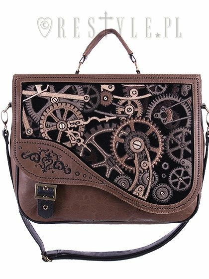 Restyle Purses & Handbags Steampunk Satchel Bag Irregular Briefcase Brown Mechanism