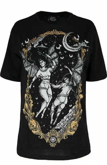 Restyle T-Shirts Succubus Las Furias Black Oversized T-shirt
