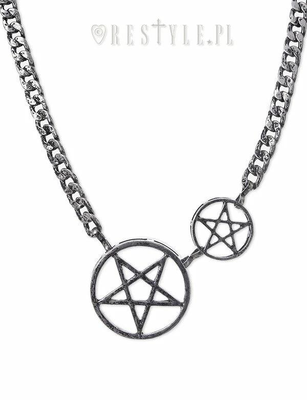 Restyle Necklaces Thick Pentagram Necklace "Black Double Pentacle Chain" - Image 4