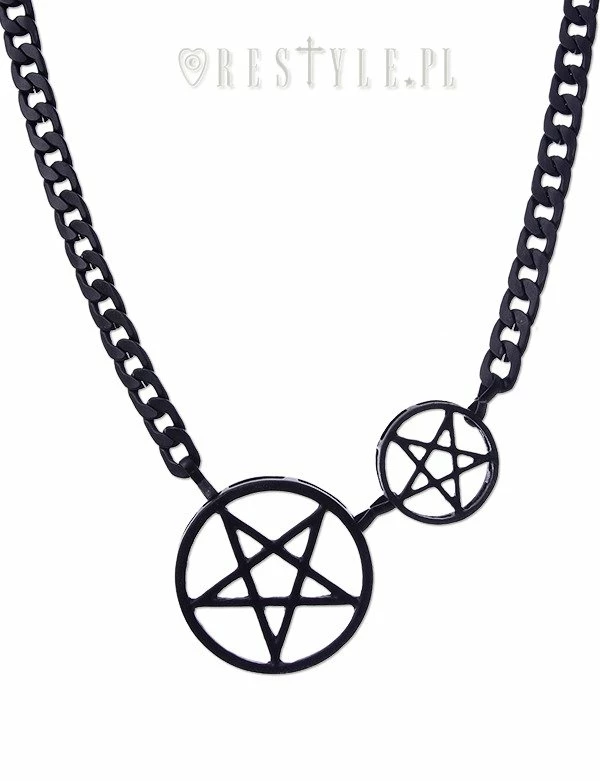 Restyle Necklaces Thick Pentagram Necklace "Black Double Pentacle Chain"