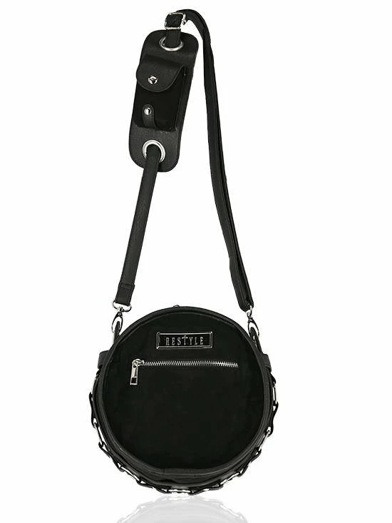 Restyle Purses & Handbags Utility Black Round Bag With Many Pockets And A Moon - Image 5