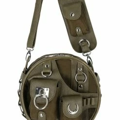 Restyle Purses & Handbags Utility Round Olive Multiple Pockets Crescent Moon Bag