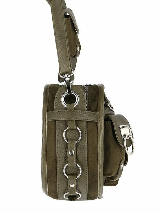 Restyle Purses & Handbags Utility Round Olive Multiple Pockets Crescent Moon Bag - Image 4