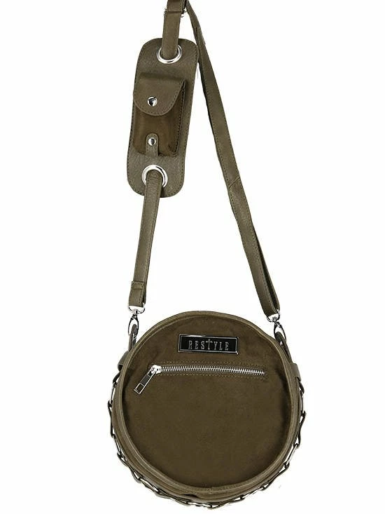Restyle Purses & Handbags Utility Round Olive Multiple Pockets Crescent Moon Bag - Image 5