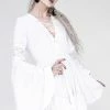 Restyle Dresses White Gothic Lace-Up Flared Long Sleeves A-Line Mini Dress