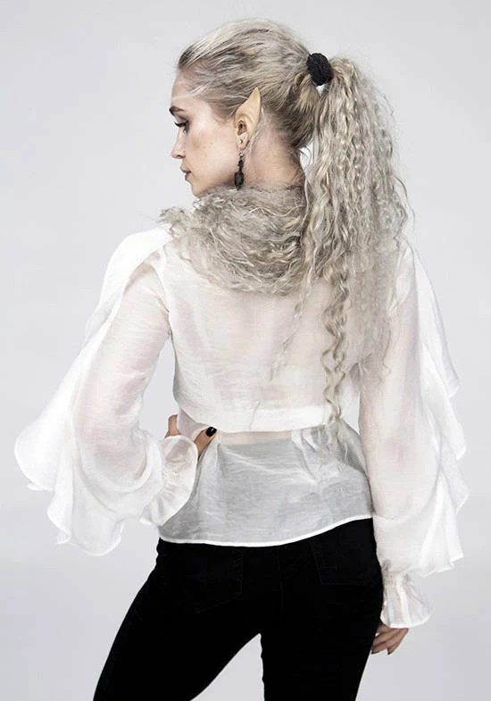 Restyle Standard Tops White Gothic V Neck Ruffled Shirt - Image 4