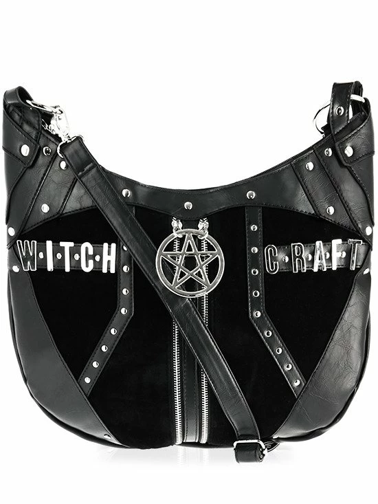 Restyle Purses & Handbags Witchcraft Pentagram Zipper Black Hobo Purse